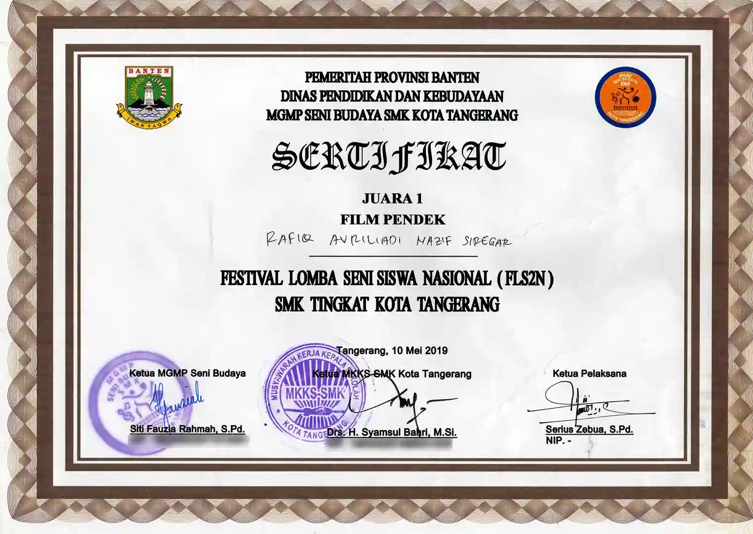Juara 1 | FLS2N Tingkat Kota Tangerang 2019