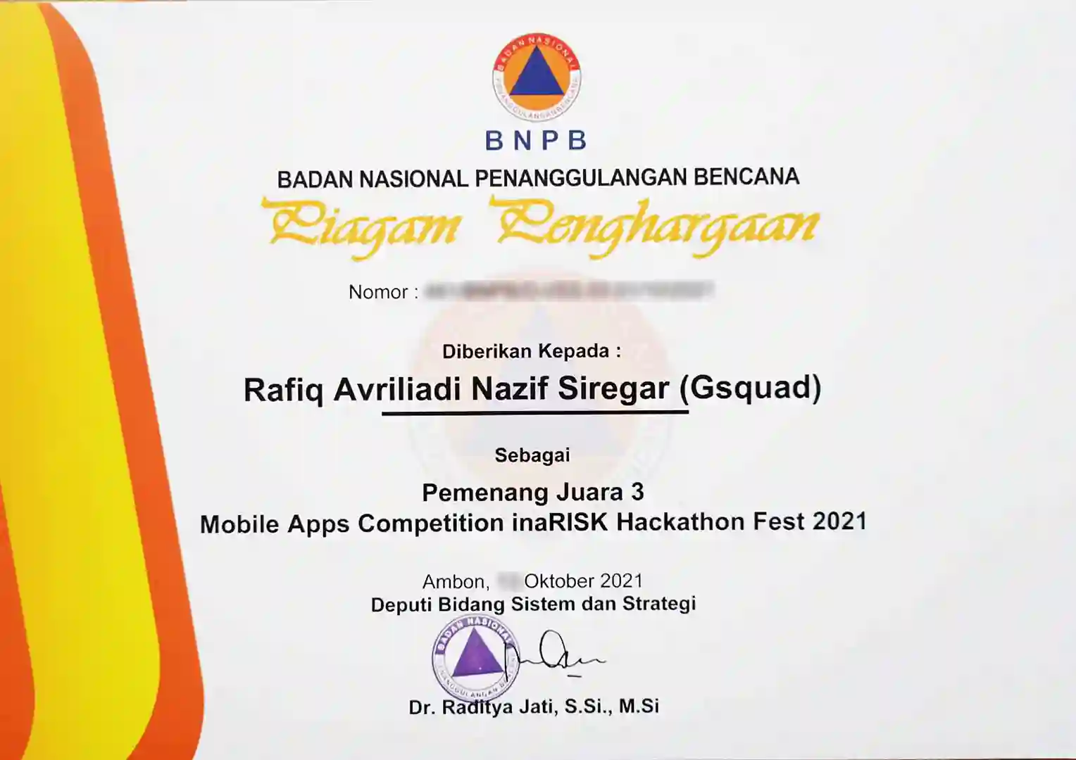 Juara 3 | INARISK HACKETON BNPB 2021