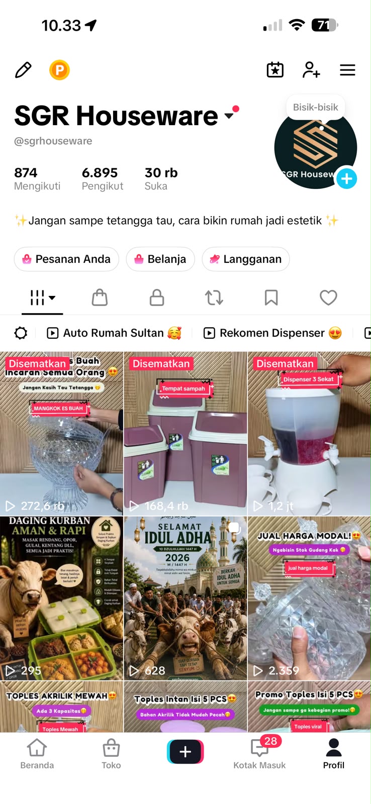 TikTok Seller SGR Houseware | 2024 - 2026